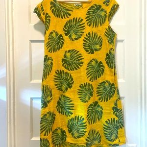 Linen monstera dress